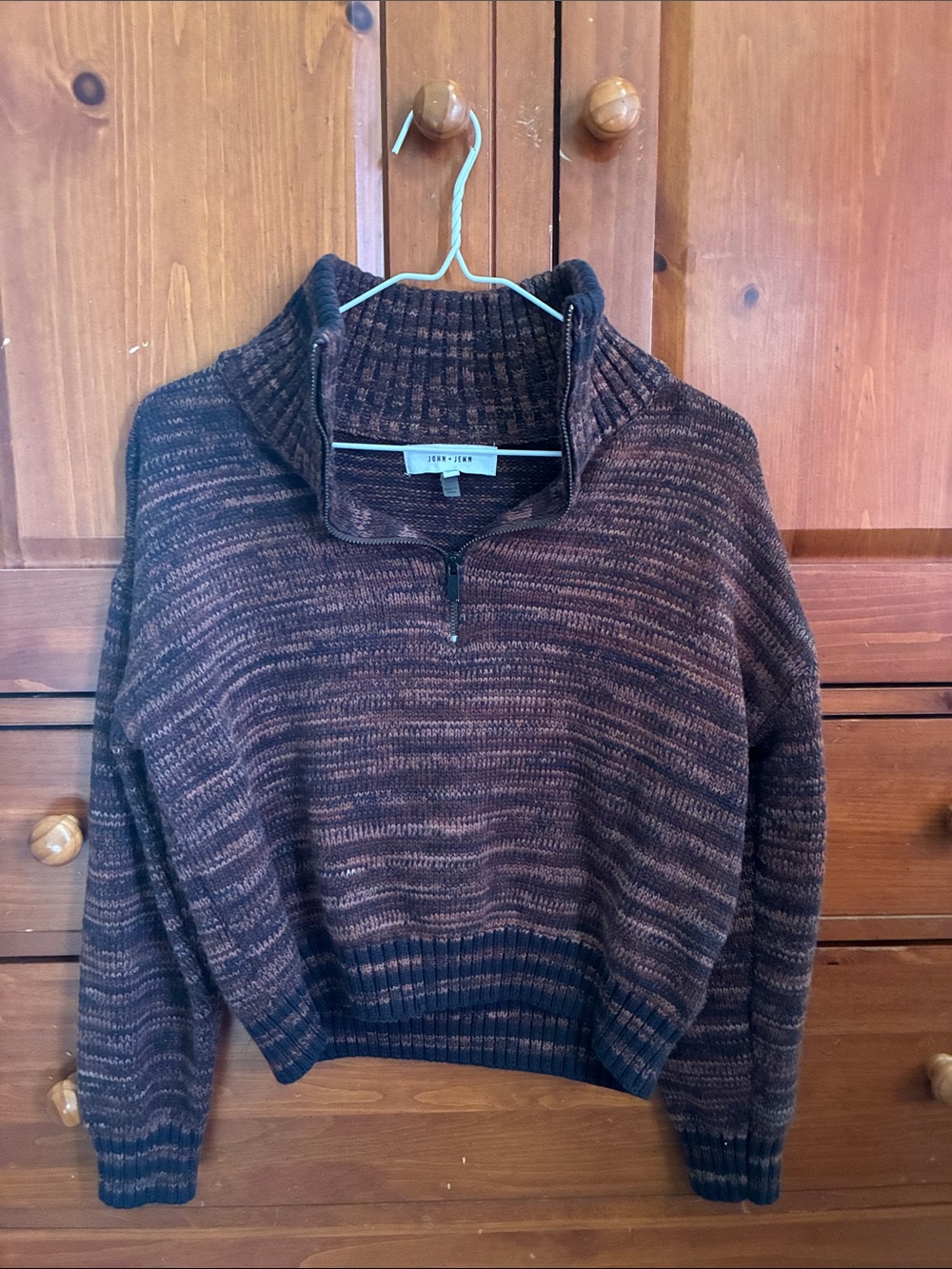 John + Jenn Brown Marled Half-Zip Sweater
